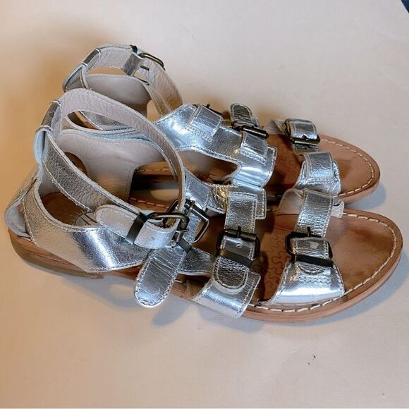 H By Hudson London Silver leather strappy buckle gladiator sandals -40/US 9 - Picture 9 of 13